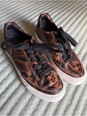 Rag & Bone Brown Snake-Print Low Top Sneakers